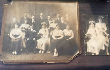 Vtg Likely C. 1920s Wedding Photos (2), Sepia, Bridal Party, Family  picture
