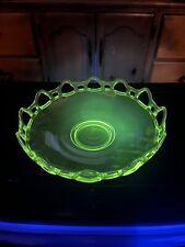 Vintage Lancaster Glass Co. Open Work 11” Dish 1908 - 1937 Manganese UV Glow picture