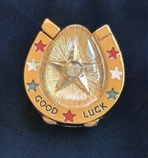 Estée Lauder 2004 GOOD LUCK HORSESHOE Solid Perfume Compact Empty with Pouch picture