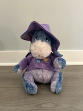 Vintage 90s/00s Disney Eeyore Stuffed Plush Toy In Purple Raincoat & Hat 9” picture