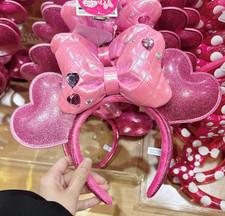 Tokyo Disneyland Limited Minnie Heart Ears Headband Pink Pal-Palooza Funderland picture