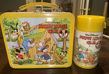 Vintage 1963 Aladdin Walt Disney Mickey Mouse Club Metal Lunch Box w/ Thermos picture