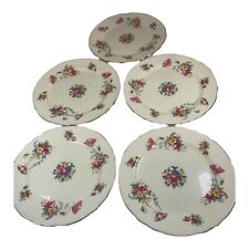 Lot Set 5 Aynsley Floral Bone China Salad Lunch Plates 5 Piece Davis Collamore picture