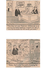 x2 1970s Vintage Bob Barnes Comics Cartoon Clipped from Newspaper Loans & Talent picture