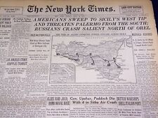1943 JULY 23 NEW YORK TIMES - AMERICANS SWEEP TO SICILY'S WEST TIP - NT 1888 picture