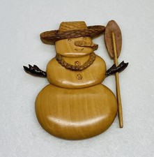 Vintage 1980s Solid Wood Snowman Fridge Magnet 5” Art Decor Ornamental 22 picture