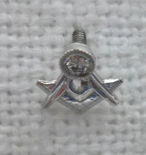 Vintage 14k White Gold Masonic Diamond Tack Pin Small ESEMCO picture