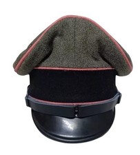 WWII German Waffen SS Panzer Officer Visor Cap with Complete Metal Badges  picture