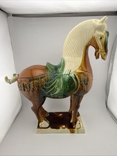 Large 17” Vintage Japanese Art Pottery Ceramic Horse Statue Hand Painted picture