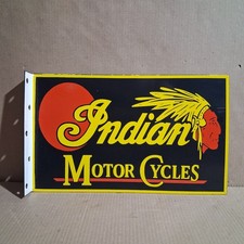 Indian Motor Cycles Porcelain Enamel Sign  18 x 10 Inches 2 Sided picture