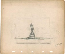 1937 WALT DISNEY's GOOFY ORIGINAL PRODUCTION DRAWING ANIMATION ART PAGE 1930's picture