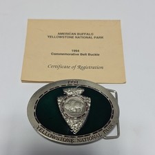 Hamilton Stores 1994 Yellowstone NP American Buffalo Belt Buckle COA picture