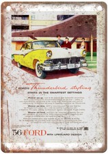 Vintage 1956 Ford Fairlane Victoria Ad Retro Look Metal Sign A6909 picture