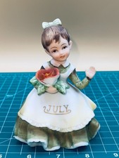 Lefton VTG July Birthday Girl Figurine KW 4200 Green Dress Girl Mini Figure 5