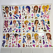 Y2K Girls Dress Up Paper Doll Style Set of 15 Vending Machine Stickers ASD 2004 picture