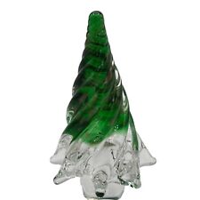 Vintage Christmas Tree Modern Art Glass Green Ribbon  3 “ picture