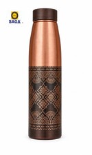 Pure Copper Water Bottle Antique Engraved Design Ayurvedic approx 950ml fastship picture