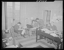 Photo:1910s Office Workers Men and Woman at Desks Interior Photograph picture