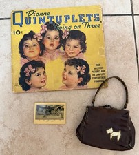 Dionne Quintuplets Child's Purse Herz & Kory, Mirror, Paper Book Booklet 1936 picture