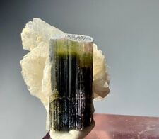 20.50 Cts Beautiful Terminated Tri Colour Tourmaline Crystal With Feldspar@ Afgn picture