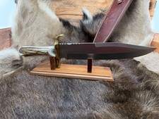 Sam Colt Knife Bowie Knife With Stag Handle With Leather Sheath Mint In Pouch C7 picture