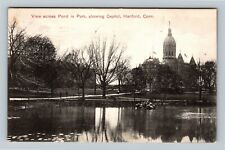 Hartford CT-Connecticut, Capitol View Across The Pond, c1911 Vintage Postcard picture
