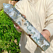 3.5LB Large Natural water grass agate water Obelisk crystal energy column picture