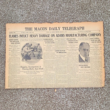 1925 Babe Ruth New York Yankees Macon Daily Telegraph Newspaper Page Front Back picture