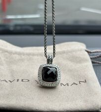 David Yurman 925 Silver 11mm Albion Pendant & Black Onyx & Diamond 18 Necklace picture