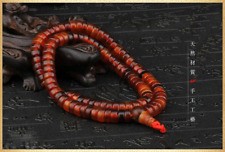 Vintage Natural Tibet Plateau Old Ox Horn Carved Prayer Mala 108 Beads Necklace picture