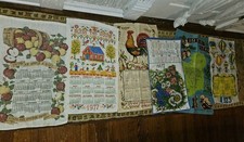 Lot 6 Vntg Linen Cotton Calendar Tea Kitchen Towels 1969 72 75 77 78 Irish Stew picture