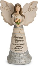 Pavilion Elements Birthday Blessings Angel Figurine 6in, White picture