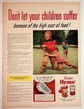 Borden's Hemo Vintage Ad 1940s 50s Football Kids Elsie the Cow Food Drink picture
