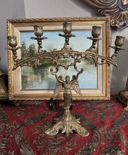 Napolean III Gilded Bronze Candelabra - FRENCH LOUIS XVI ORMOLU CANDLESTICKS picture