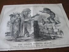 1859 Original POLITICAL CARTOON - Dirty Filthy THAMES RIVER London England Bath picture