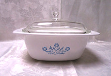 RARE VINTAGE 1961-66 CORNINGWARE BLUE FLOWER B-25  2.5 QUART BUFFET SERVER USED picture