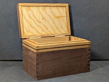 Handmade Natural Walnut Tiger Maple Wood Box Lined Finger Joints picture