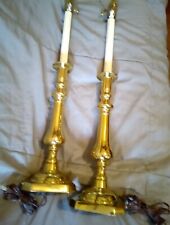 Pair Williamsburg Virginia Metalcrafters Brass Candlestick Lamps 33