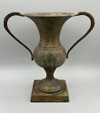 Vintage Antique Solid Bronze Vase Urn Patina Old Heavy Cast Metal 9in” picture