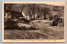 1927 Flood Wreckage. Lower Winooski Street. Waterbury Vermont Postcard picture