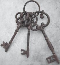 Antique Style Jailer's or Church Skeleton Keys on Ring Victorian Decor Set of 3 picture