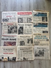 Lot of 12 Vintage Historic Newspapers Apollo 11 Nixon Resigns Quake 1965-1990 picture
