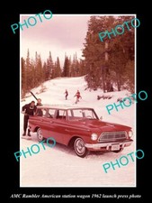 OLD LARGE HISTORIC PHOTO OF 1962 AMC RAMBLER AMERICAN S/W LAUNCH PRESS PHOTO picture