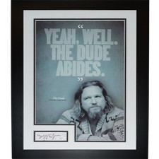 Jeff Bridges Autographed Big Lebowski The Dude Abides Deluxe Framed 11x17 Poster picture