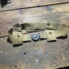 pre-WWI US Army M1910 Mills Canvas Garrison Belt & Pouches w/Rimmed Eagle Snap 3 picture