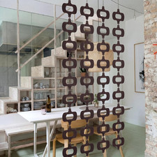 4 Strings Mid Century Modern Geometric Hanging Wall Decor, Retro Wood Pattern Ro picture