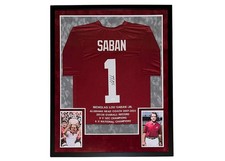 Nick Saban Autographed (Crimson #1) Deluxe Framed Jersey - JSA picture