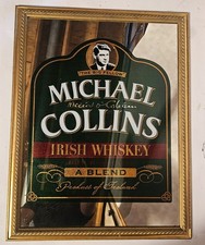 VINTAGE MICHAEL COLLINS IRISH WHISKEY MIRROR BAR SIGN 26×21