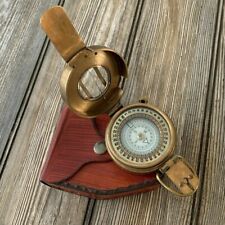 Vintage Solid Brass WWII Military Pocket Compass With Box Gift picture