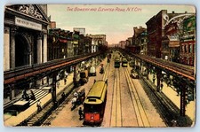 New York City NY Postcard Bowery Elevated Road Exterior Rail Road c1910 Vinatage picture